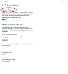Windows 10 1903 VRR Toggle
