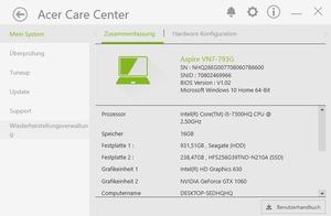 Software des Acer Aspire V17 Nitro Black Edition