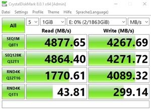 Die M.2-Performance über den Core i7-11700K mit PCIe 4.0 x4