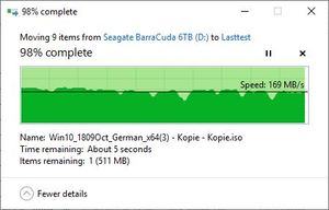 SMR/CMR Artikel Seagate BarraCuda 6 TB ST6000DM003 beim Lesen. Hier spielt SMR keine Rolle