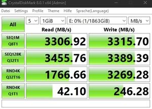 Die M.2-Performance über den Z590-Chipsatz mit PCIe 3.0 x4.