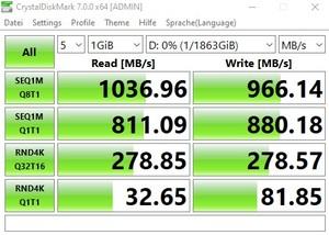 Die USB-3.2-Gen2-Performance über den Ryzen 5 3600X.