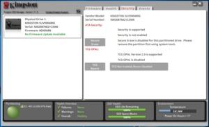 Über den Kingston SSD Manager lassen sich Zustand und Sicherheitsfunktionen abrufen