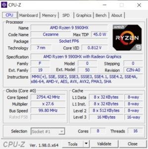 GPUz und CPUz des MSI Delta 15