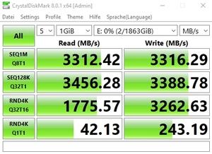 Die M.2-Performance über das DIMM.2-Modul (Z590) mit PCIe 3.0 x4