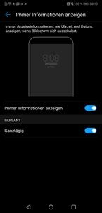 Noch immer sind die Systemeinstellungen zu unübersichtlich, die Always-on-Funktion versteckt Huawei im Bereich Sicherheit