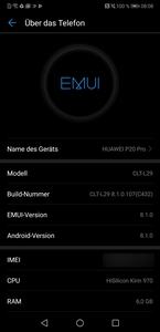 Aktuelles OS: Huawei liefert das P20 Pro mit Android 8.1 und EMUI 8.1 aus