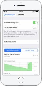 Meldungen zum Akku in iOS 12