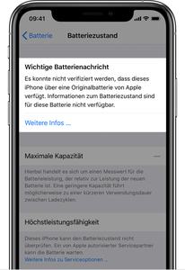 Meldungen zum Akku in iOS 12