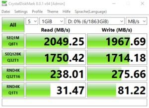 Die USB-3.2-Gen2x2-Performance über den Z590-Chipsatz.