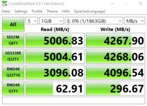 Die M.2-Performance über den Core i7-11700K mit PCIe 4.0 x4.