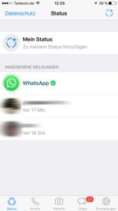 WhatsApp Statusfunktion