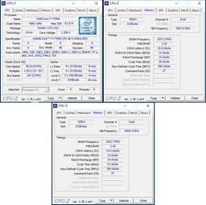 oben links: CPU-OC; oben rechts: RAM-OC mit XMP; unten: manuelles RAM-OC 