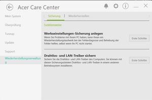 Die Software des Acer Aspire 5