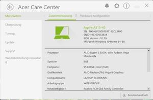 Die Software des Acer Aspire 5