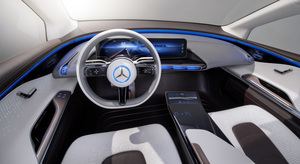 Der Innenraum des Generation EQ wird vo großen Display dominiert, Schalter soll es nicht mehr geben (©: Mercedes Benz)