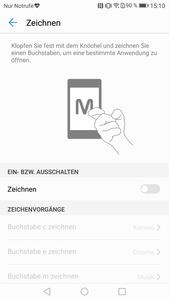 Die bekannten Knuckle Codes sind mit dabei, auch der Fingerabdrucksensor kann anders als beim P10 für die Bedienung genutzt werden