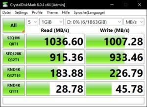 Die USB-3.2-Gen2-Performance über den Z690-Chipsatz