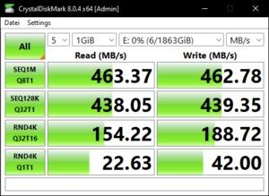 Die USB-3.2-Gen1-Performance über den Realtek-RTS5411