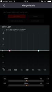 Wer mit Standard- und Roar-Modus nicht zufrieden ist, kann am Smartphone auch gezielt Einfluss auf den Klang nehmen