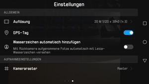 Die zahlreichen Einstellungen sind in einem eigenen Bereich der Kamera-App untergebracht