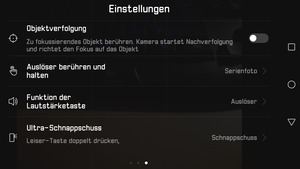 Die zahlreichen Einstellungen sind in einem eigenen Bereich der Kamera-App untergebracht