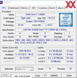 GPUz und CPUz des MSI Katana GF76 11UG