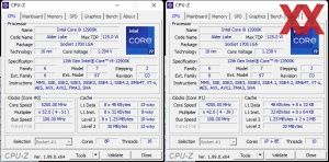 CPU-OC: links mit den P-Kernen und rechts mit den E-Kernen