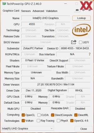 GPUz und CPUz der ZOTAC ZBOX PI336 Pico