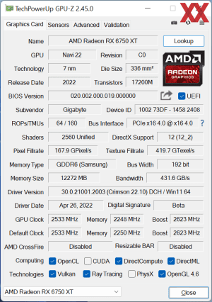 Gigabyte Radeon RX 6750 XT Gaming OC