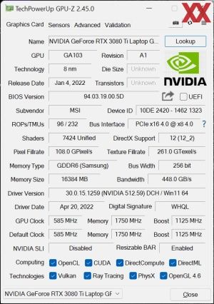 GPUz und CPUz des MSI Creator Z16P