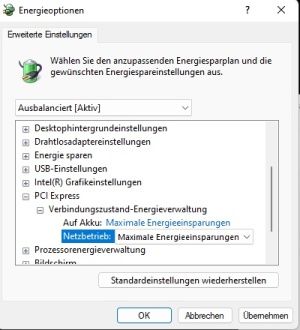 Energieoptionen in Windows 11