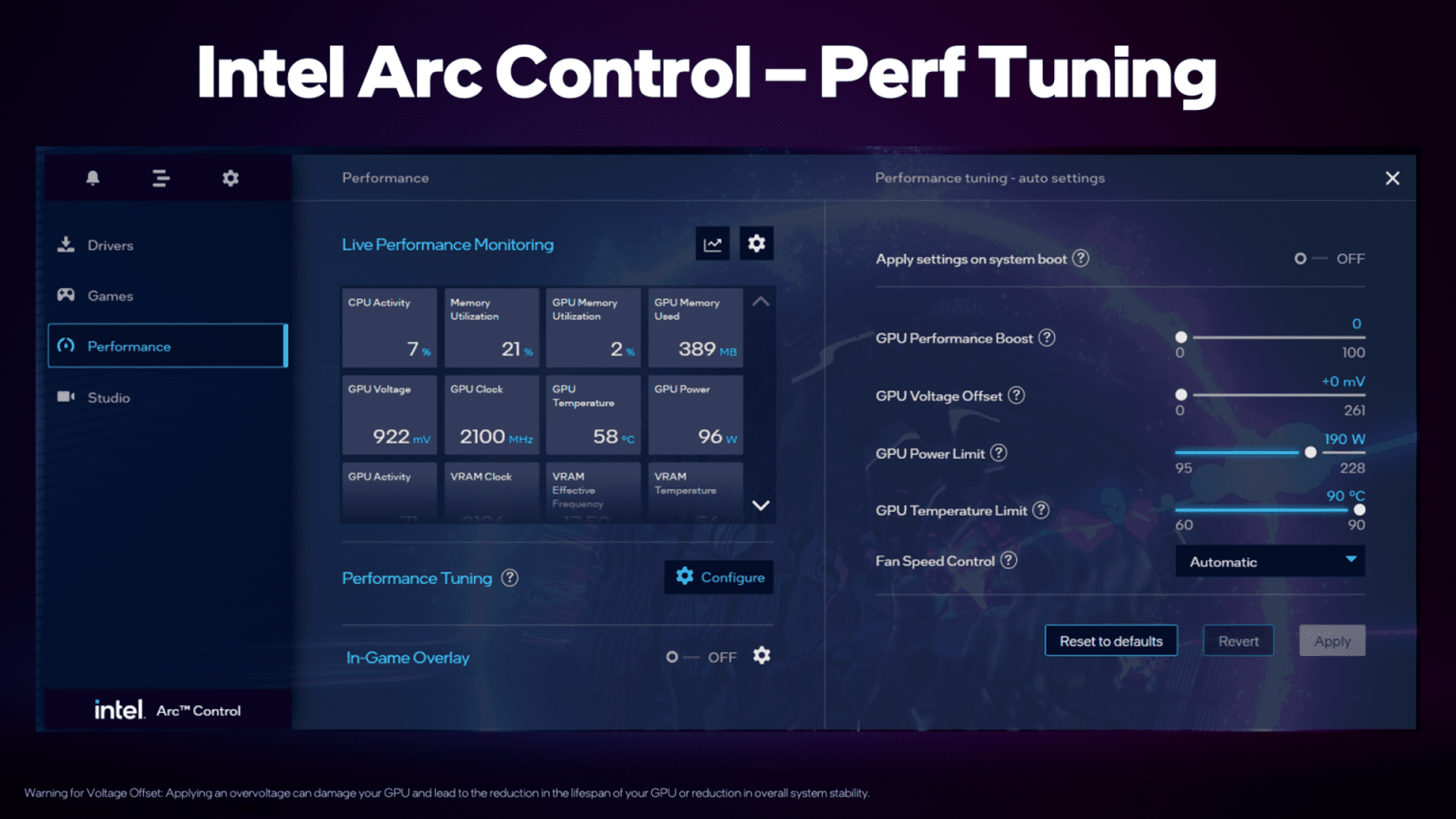 Default performance tuning settings have been. Intel Arc a750. Intel Arc a770 Limited Edition. Intel Arc Control. Intel Arc a750 GPU Z.