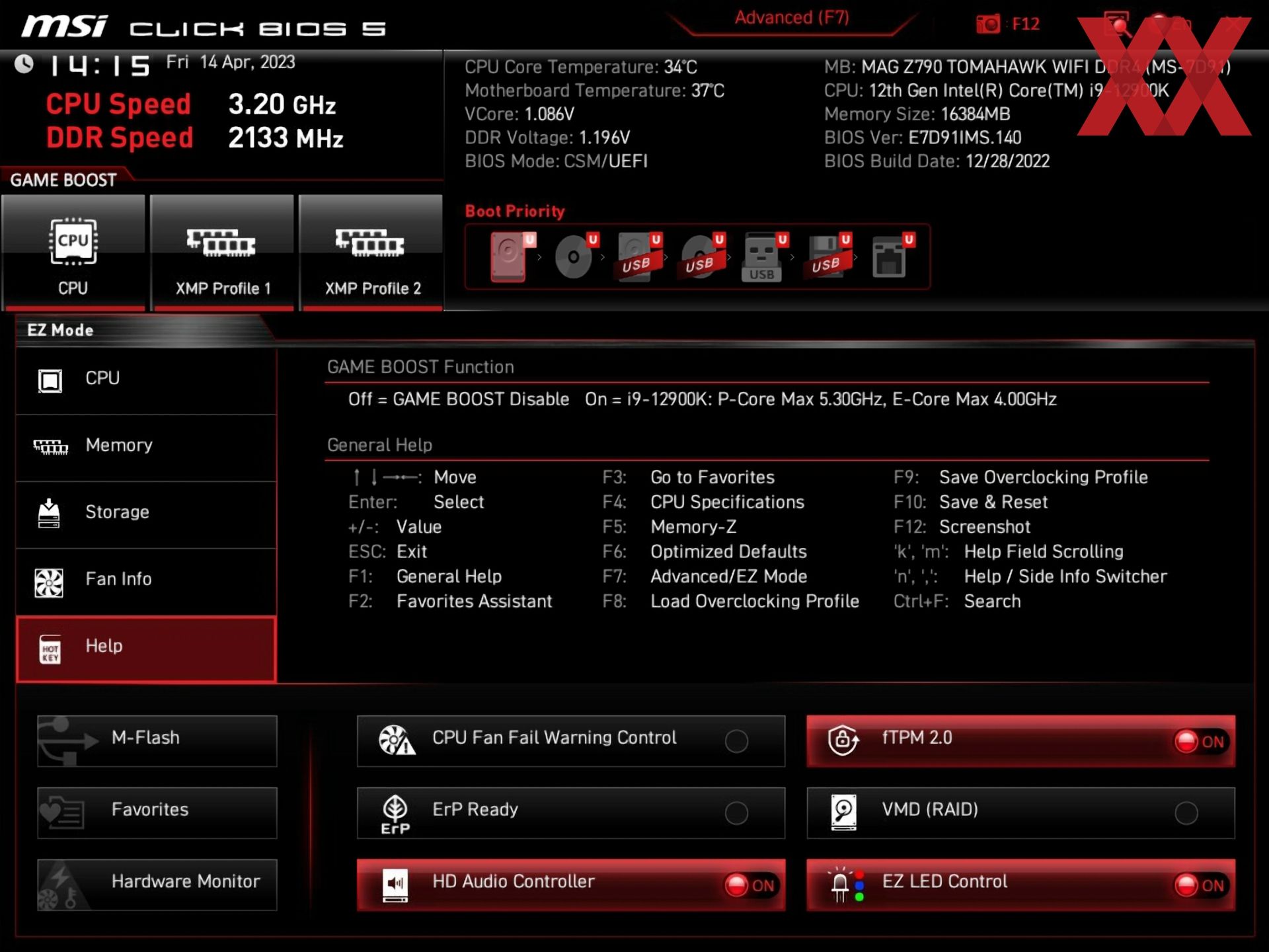 Z790 gaming x ax bios