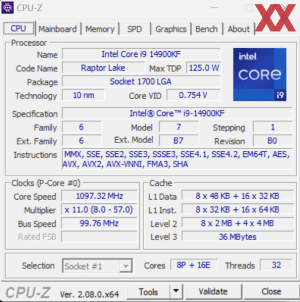 GPUz und CPUz des MSI MEG Trident X2 14th