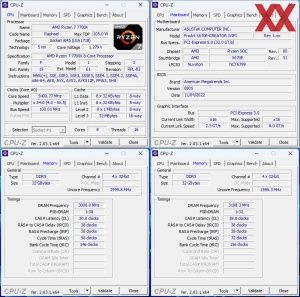 oben links: CPU-OC; unten links: RAM-OC mit EXPO; unten rechts: manuelles RAM-OC