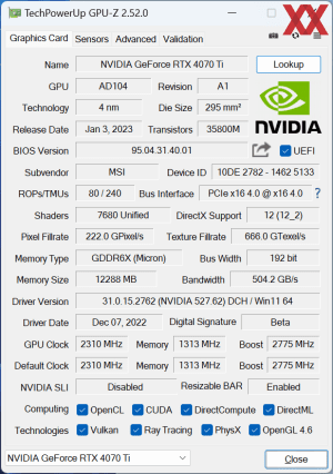 MSI GeForce RTX 4070 Ti Suprim X