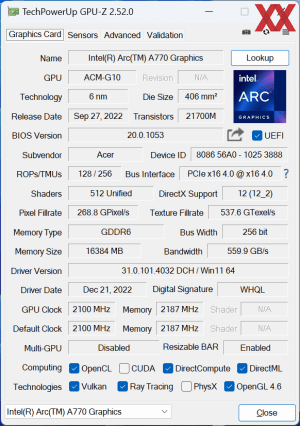 Acer Predator BiFrost Intel Arc A770