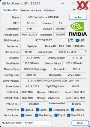 Gigabyte Aorus GeForce RTX 4060 Elite 8G