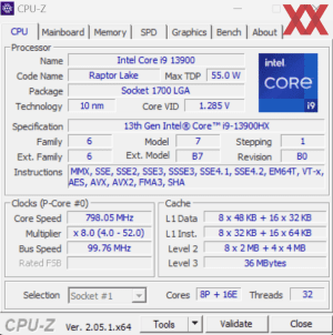 GPUz und CPUz des XMG NEO 16 (E23)