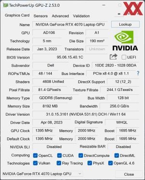 GPUz und CPUz des Dell XPS 17 9730