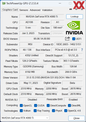 MSI GeForce RTX 4060 Ti Gaming X Trio 8G