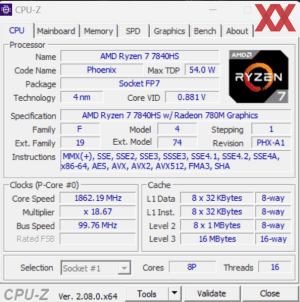 GPUz und CPUz des XMG Core 16 (L23)