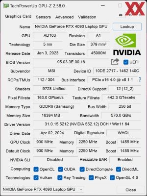 GPUz und CPUz des MSI Titan 18HX A14VIG