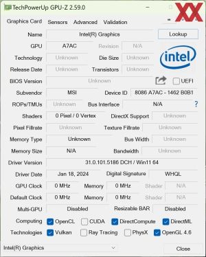 GPUz und CPUz des MSI Cubi NUC 1MG-019DE