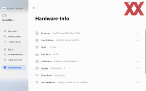 Die Software des Huawei MateBook X Pro 2024