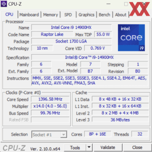 GPUz und CPUz des XMG NEO 16 (E24)