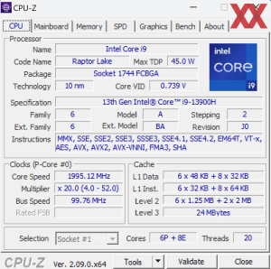 CPUz und GPUz des Geekom XT13 Pro