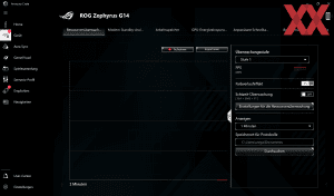 Die Software des ASUS ROG Zephyrus G14