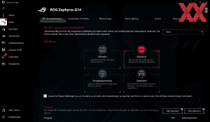 Die Software des ASUS ROG Zephyrus G14